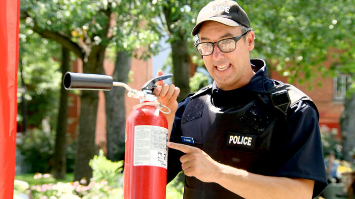 Policemen Play Dare With Fire