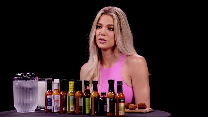 Khloe Kardashian Holds Back Tears While Eating Spicy Wings