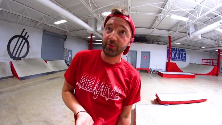 Skateboarder Tries to Scooter / Skating in Texas