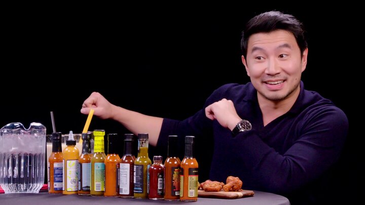 Simu Liu Chugs Boba While Eating Spicy Wings