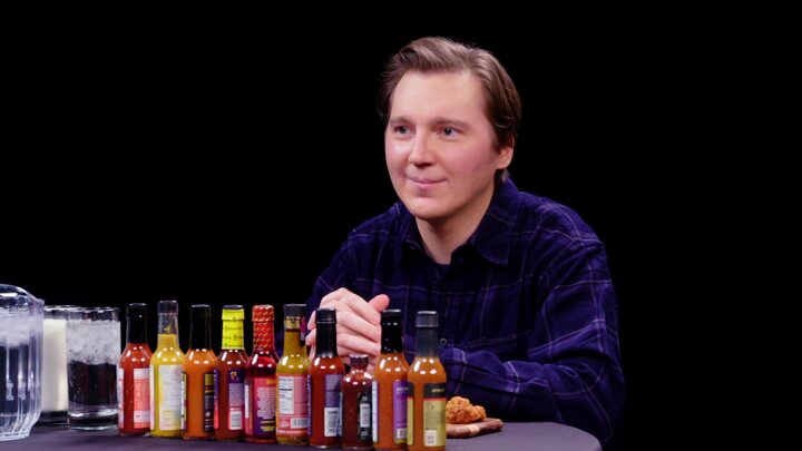 Paul Dano Needs a Burp Cloth While Eating Spicy Wing