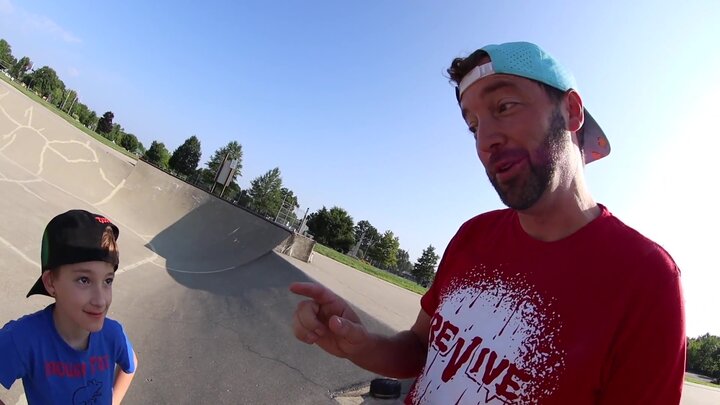 Father vs. Son Bottle Flip at a Skatepark