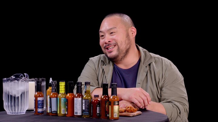 David Chang Sweats Like Crazy While Eating Spicy Wings