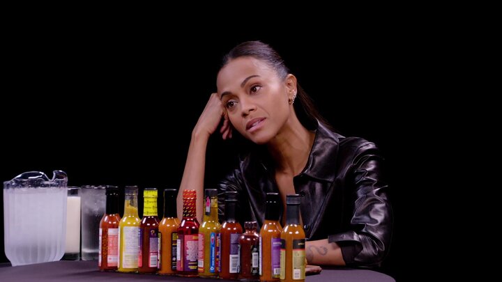 Zoe Saldaña Gets Scorched By Spicy Wings