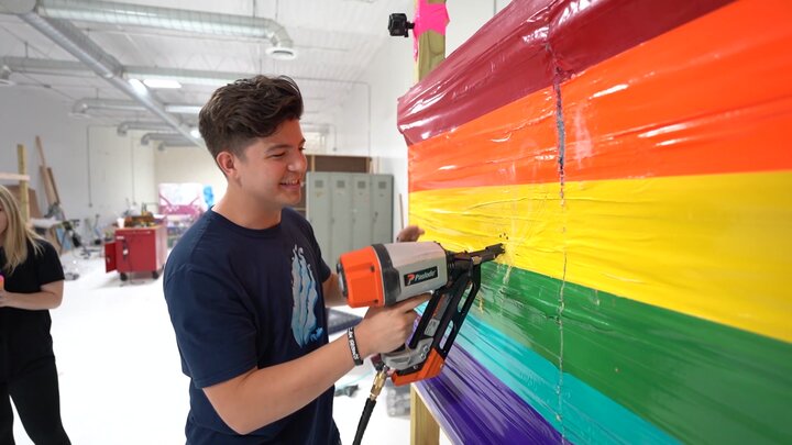 Extreme NERF Hide and Seek in a Trampoline Park! / ULTIMATE 100 Layers of Rainbow Duct Tape Challenge!