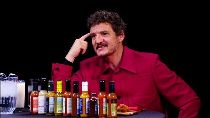 Pedro Pascal Cries From His Head While Eating Spicy Wings