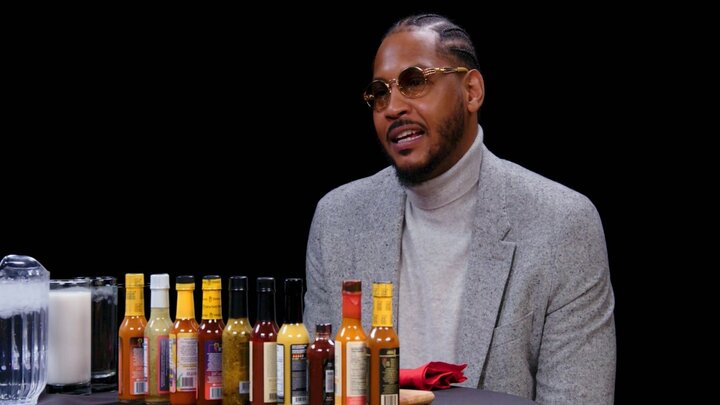 Carmelo Anthony Goes Hard in the Paint While Eating Spicy Wings