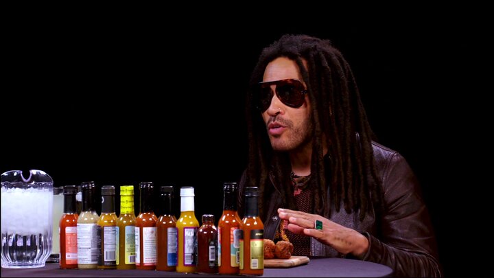 Lenny Kravitz Stays Cool While Eating Spicy Wings